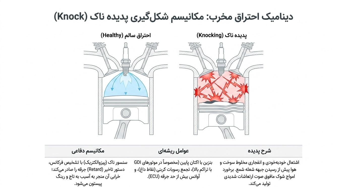 دینامیک احتراق و پدیده خطرناک ناک زدن (Knock)