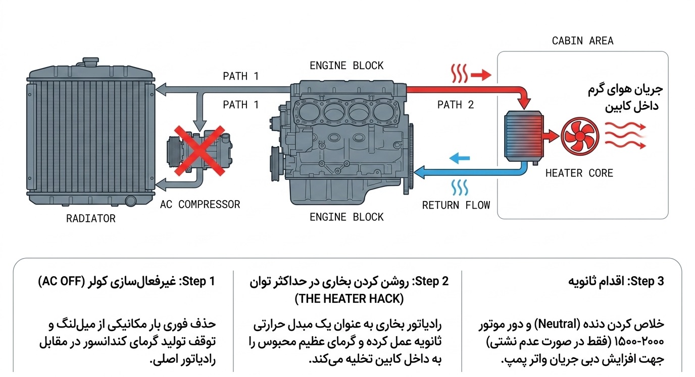 اقدامات حیاتی در ۵ دقیقه نخست جوش آوردن خودرو