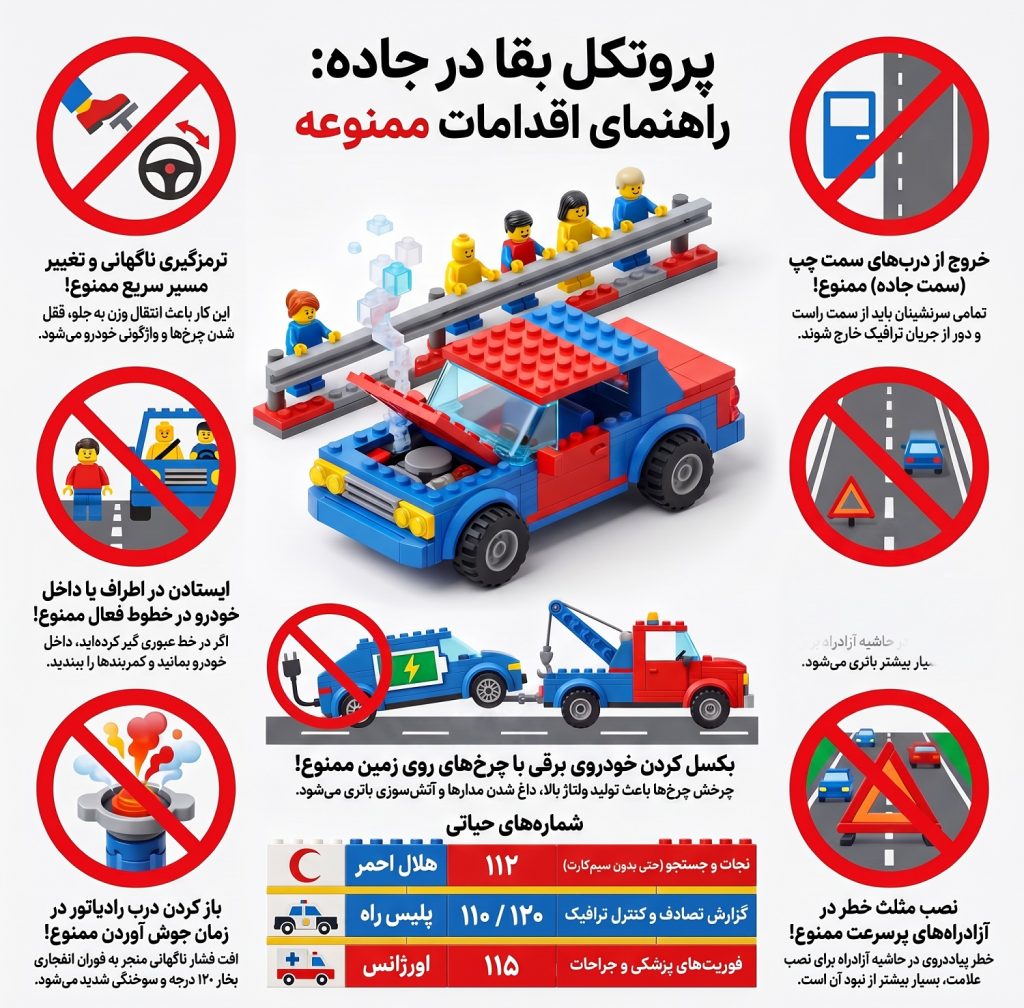 وقتی در جاده گیر کردیم چه کارهایی را «هرگز» نباید انجام دهیم؟