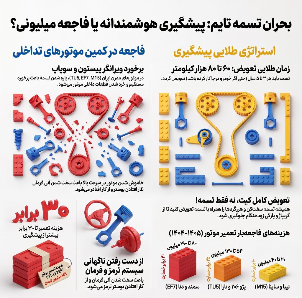 پاره شدن تسمه تایم در حرکت